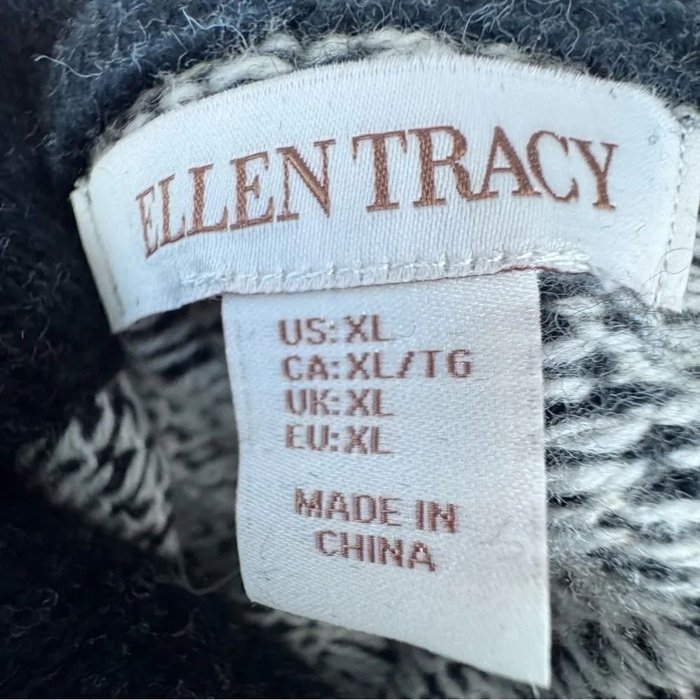 Ellen Tracy Turtleneck Sweater Black White Chevron SZ XL - Picture 11 of 15